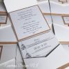Rose Gold and Pearl White Pocketfold wedding invitation open