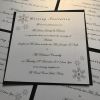 Winter wedding evening invitation pearl white with black envelope