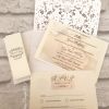 Paris Delicate Lace Pocket Invite with pearl cream insert opened