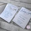 Silver foil print wedding invitation, envelop liner with coordinting evenin