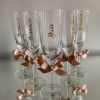 Champagne glasses - personalised gold and rose gold ribbon