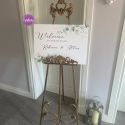 Welcome to our Wedding - eucalyptus and gold with antique easel