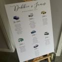Wedding Table plan with vintage cars