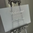Wedding Welcome sign frosted acrylic silver writing