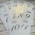 WEDDING TABLE NUMBERS SILVER FOIL